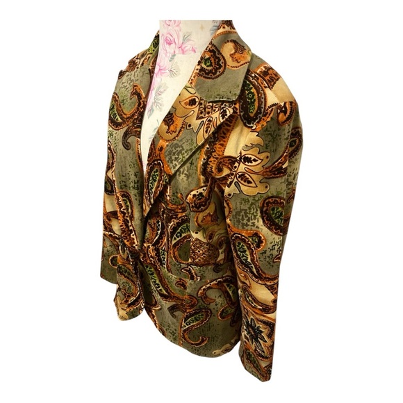 RANDI M. Velvety Corduroy Blazer NWOT Paisley Funky Pattern - Picture 2 of 9